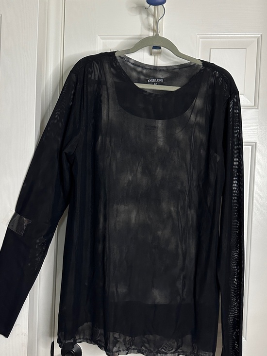 A’nue Ligne Tops - A’nue Ligne Black Sheer Long-Sleeve Blouse XL